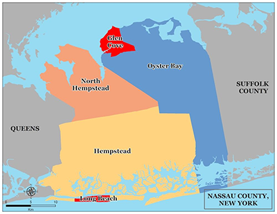 Nassau County land surveying service area map