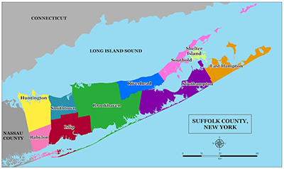 Suffolk County land surveying service area map