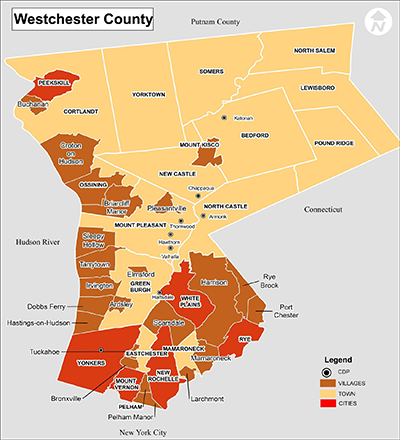 Westchester County land surveying service area map